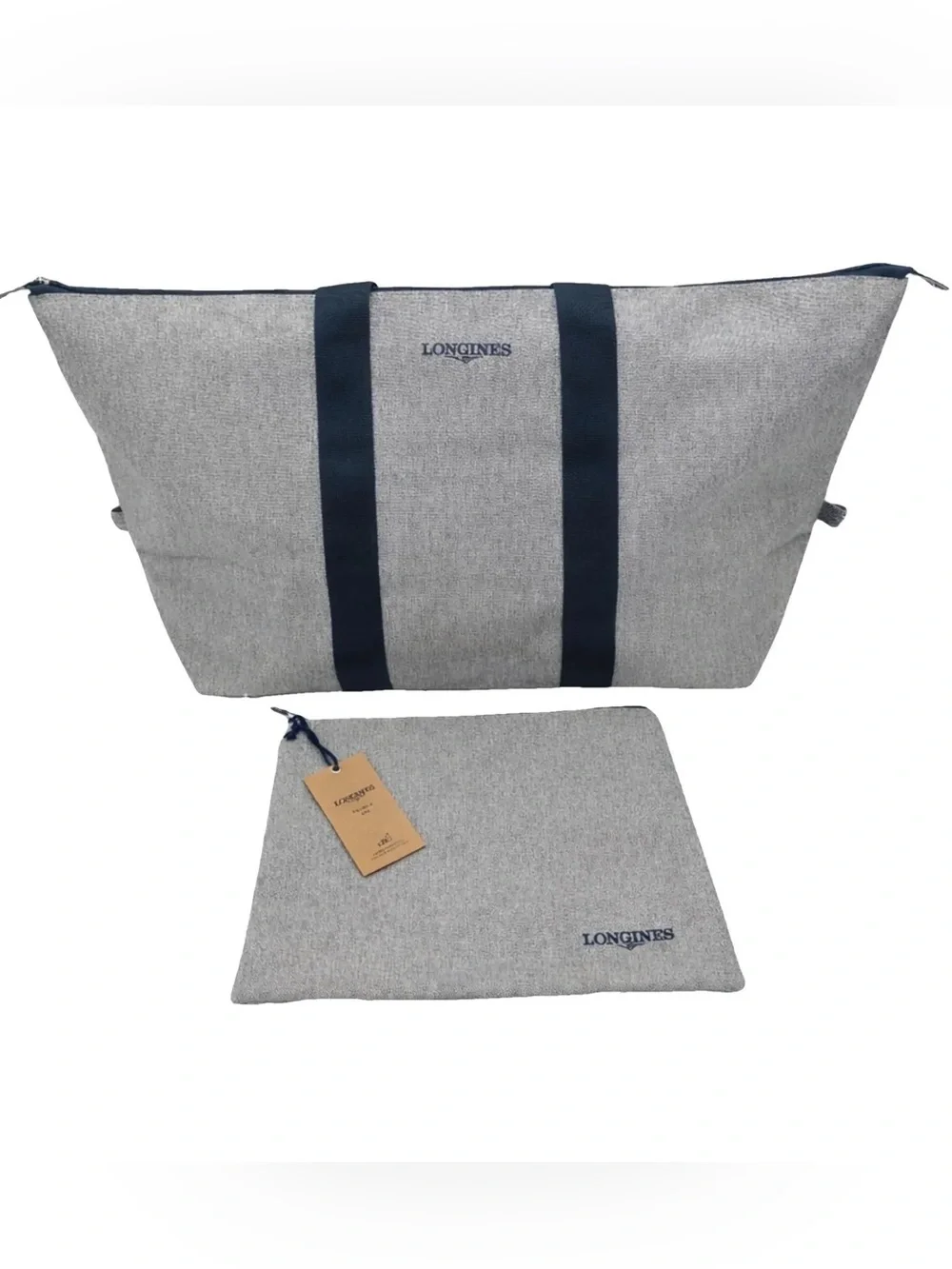 NWT Longines Melange Canvas Foldable Travel Bag Gray/Blue Sporty Minimalist